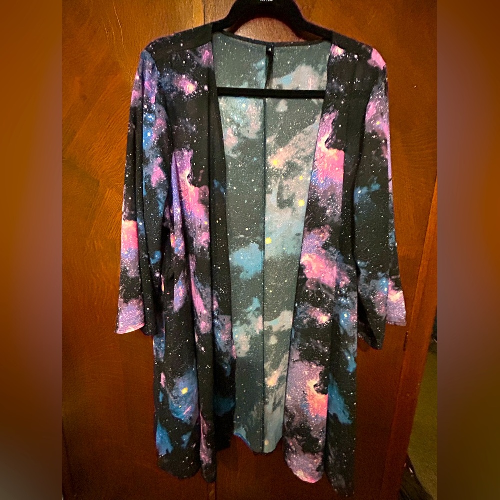 Torrid black Galaxy Print Open kimono/cardigan